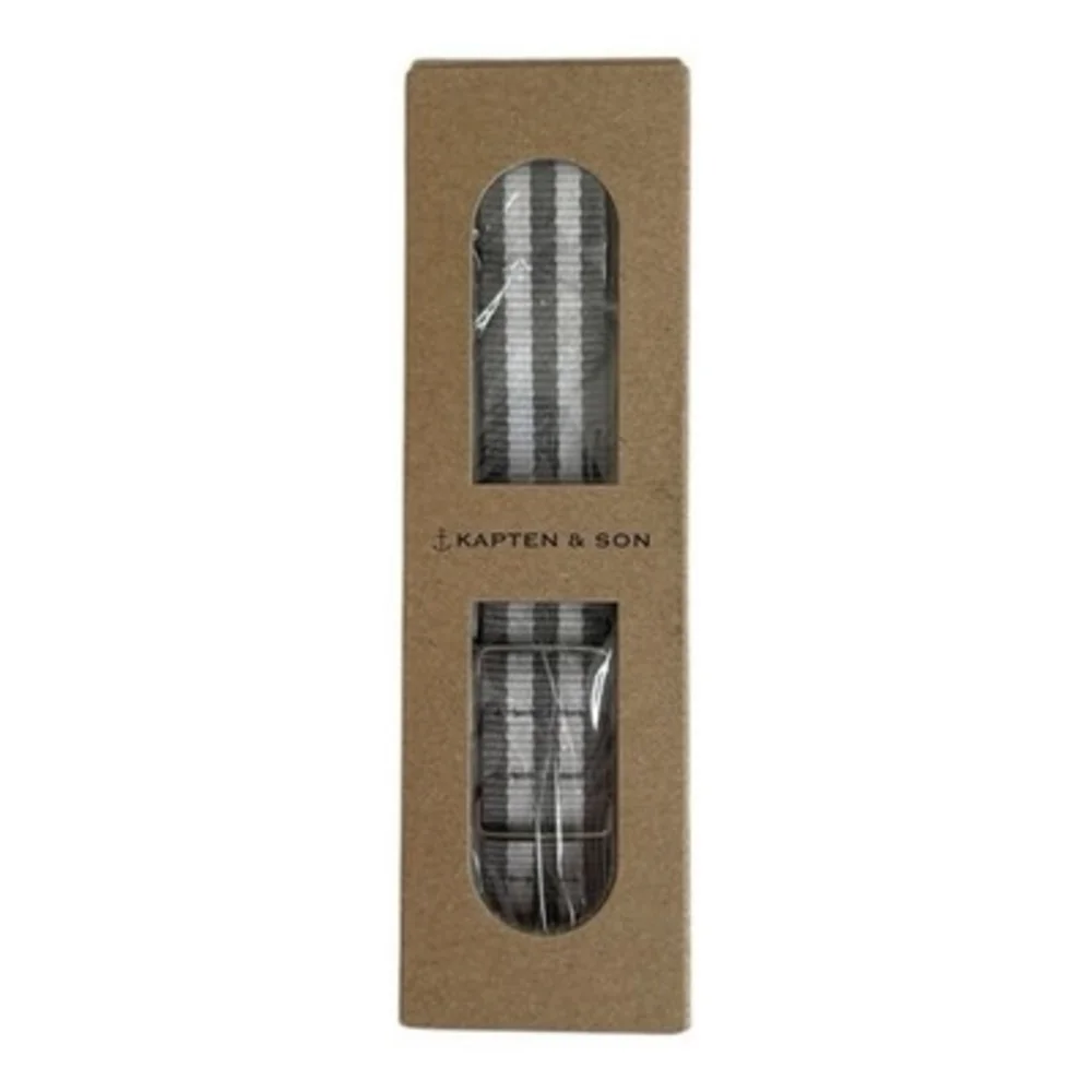Kapten & Son Gray White Striped Canvas Watch Strap Band Replacement Unisex NIB - Picture 1 of 4